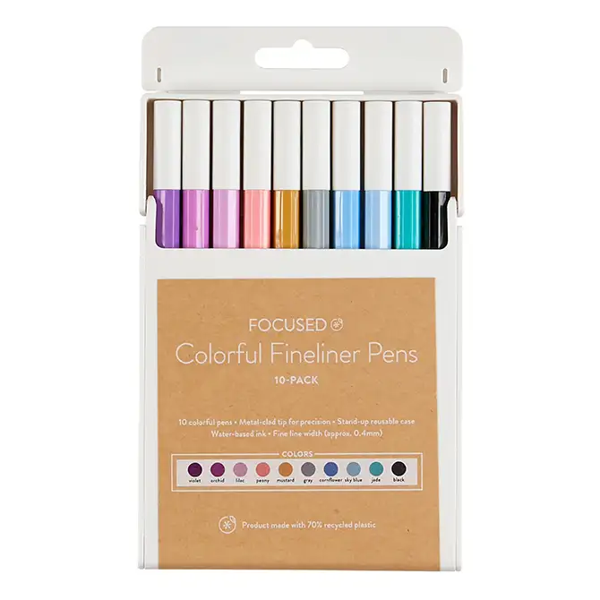 Eco Friendly Focused Colourful Fineliners 10-Pack