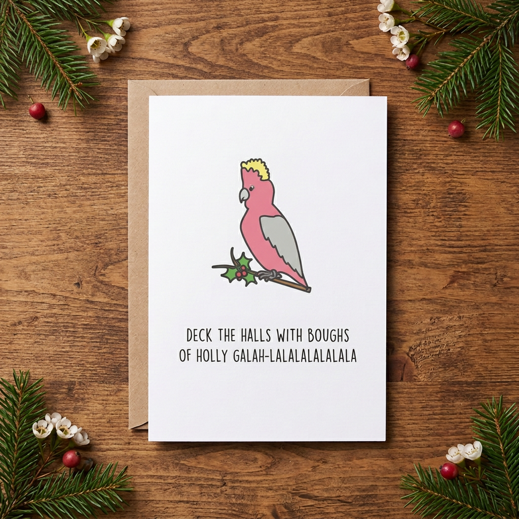 Deck the Halls with Boughs of Holly, Galah-lalalalalalala Christmas Card