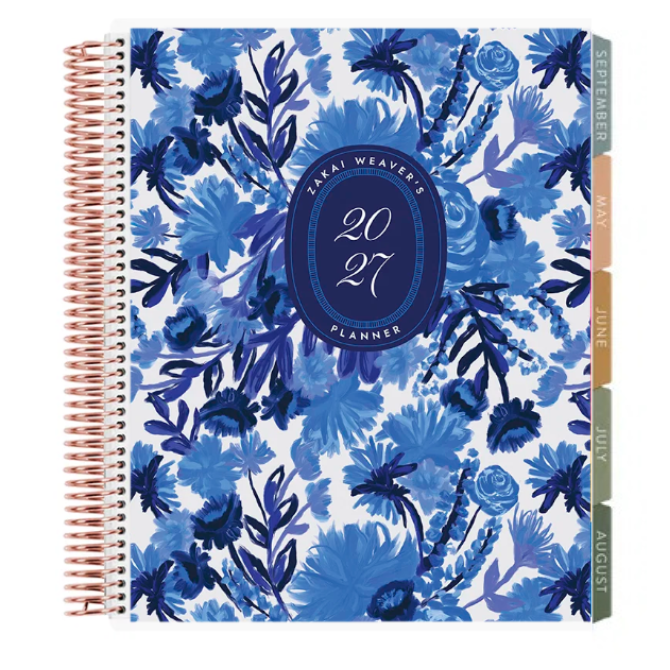 **SPECIAL ORDER** Toile Indigo Blooms Horizontal Teacher Lesson Planner - Jan '27 to Dec '27