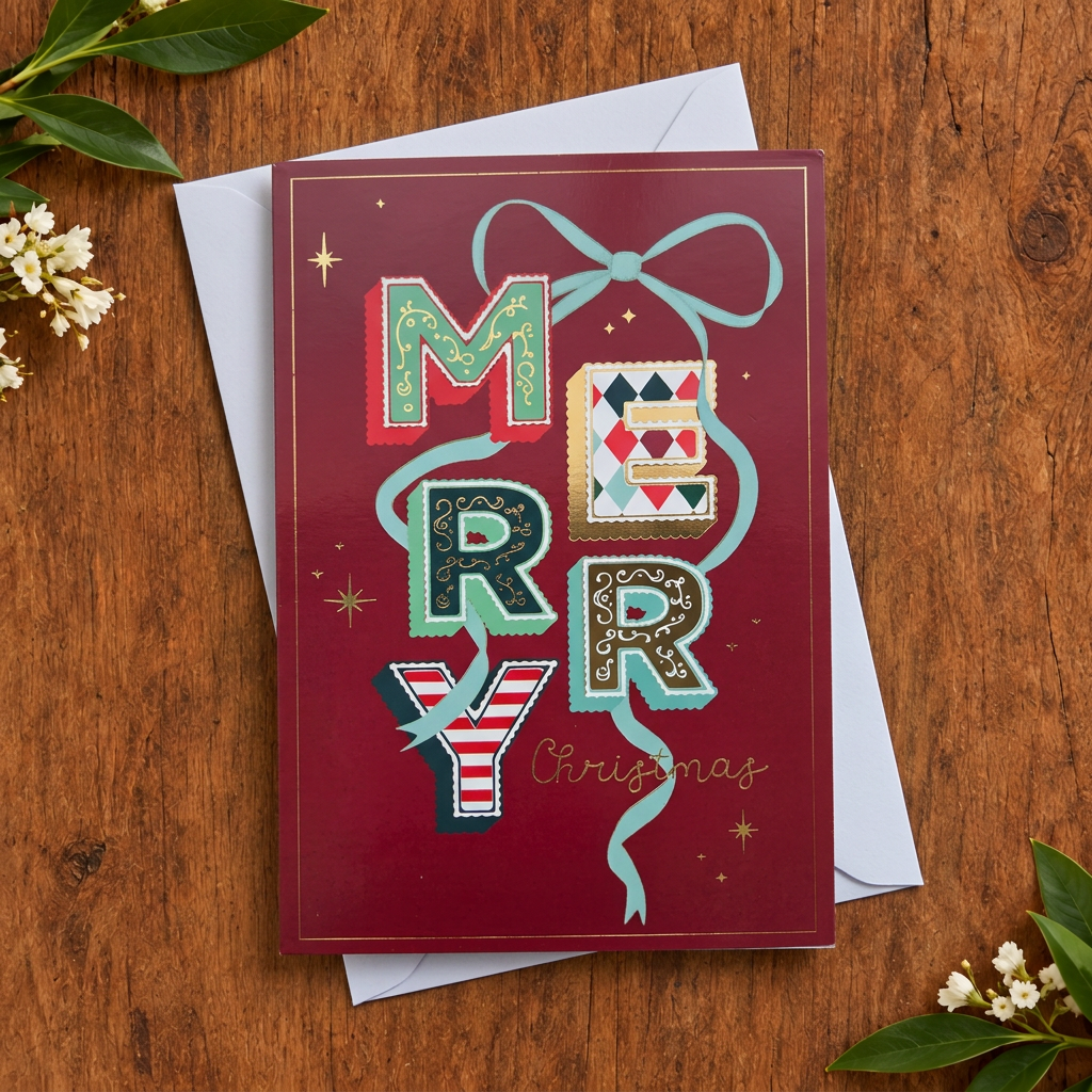 Merry Christmas Ribbon Card
