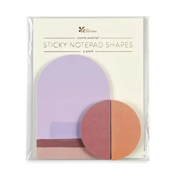 Warm Neutral Sticky Notepad Shapes 3-Pack