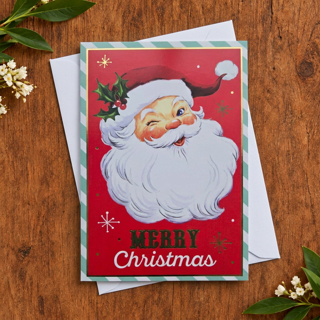 Vintage Santa Merry Christmas Card