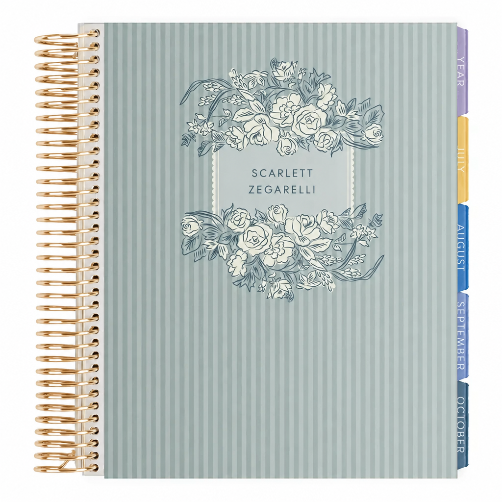 **SPECIAL ORDER** Toile Stripes Eucalyptus Monthly Planner - Jan '27 to Dec '27