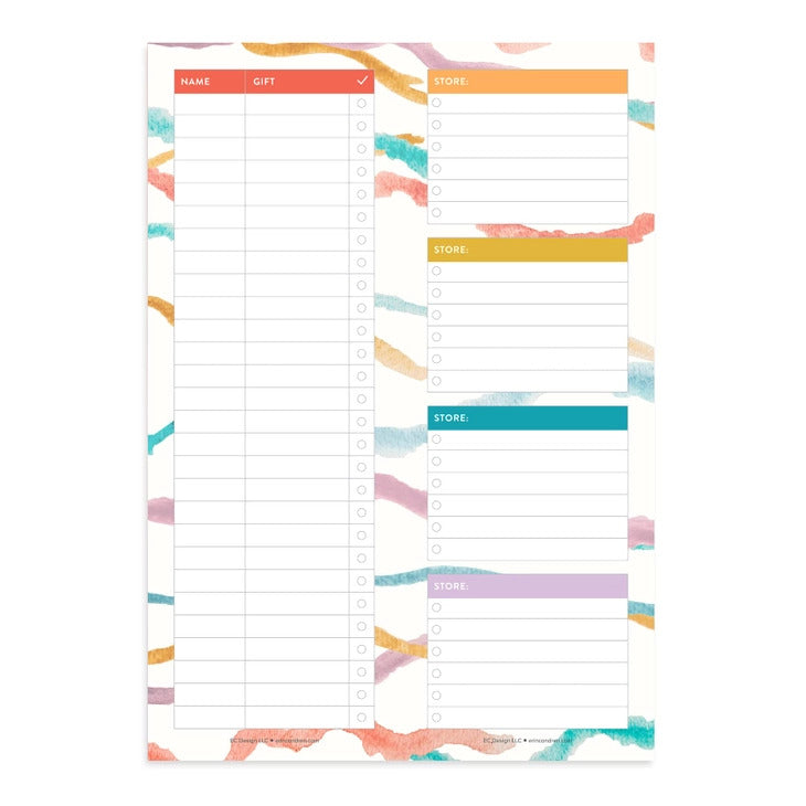Gift Shopping List Notepad - 50 Sheets