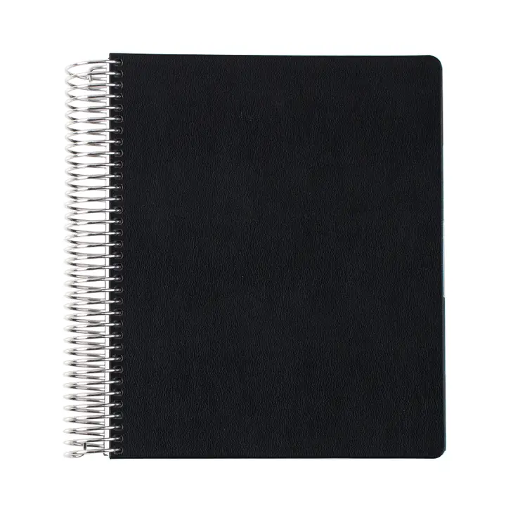 7x9 Black Coiled Productivity Vegan Leather Focused Notebook™ – Simply ...