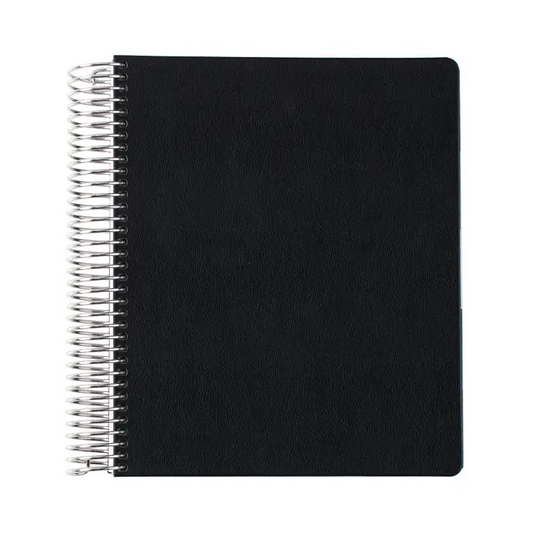 7x9 Black Coiled Productivity Vegan Leather Focused Notebook™