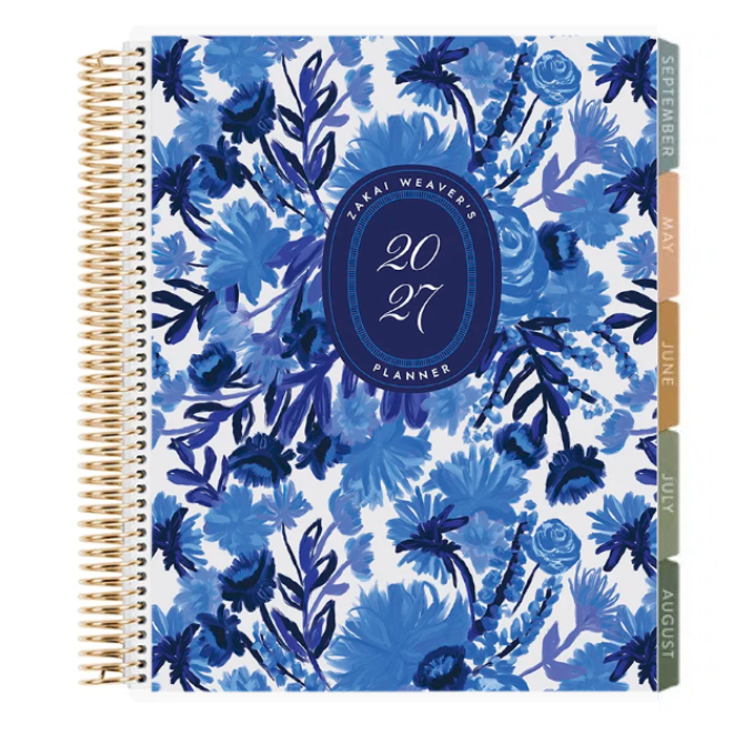 **SPECIAL ORDER** Toile Indigo Blooms Horizontal Teacher Lesson Planner - Jan '27 to Dec '27