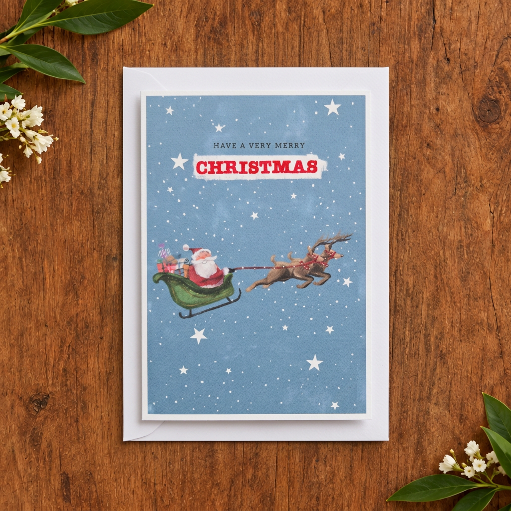 Santa’s Sleigh Merry Christmas Card
