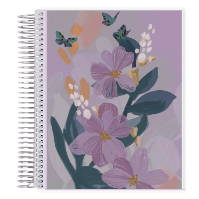 7x9 Heather Bold Blooms Butterflies Coiled Notebook