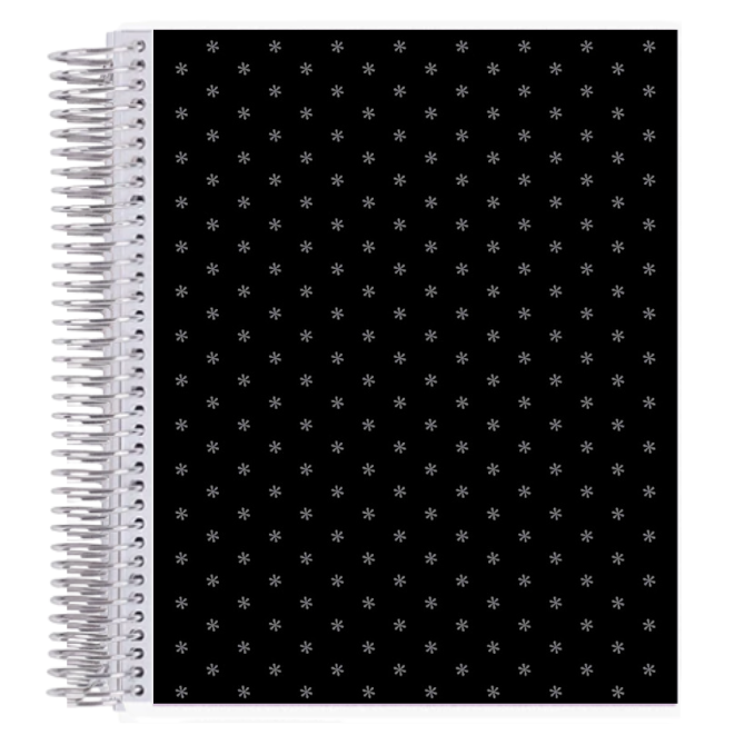 7x9 Canvas Black Asterisk Coiled Notebook