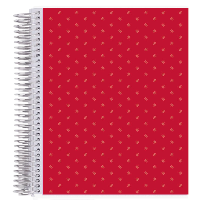 7x9 Canvas Red Asterisk Coiled Notebook