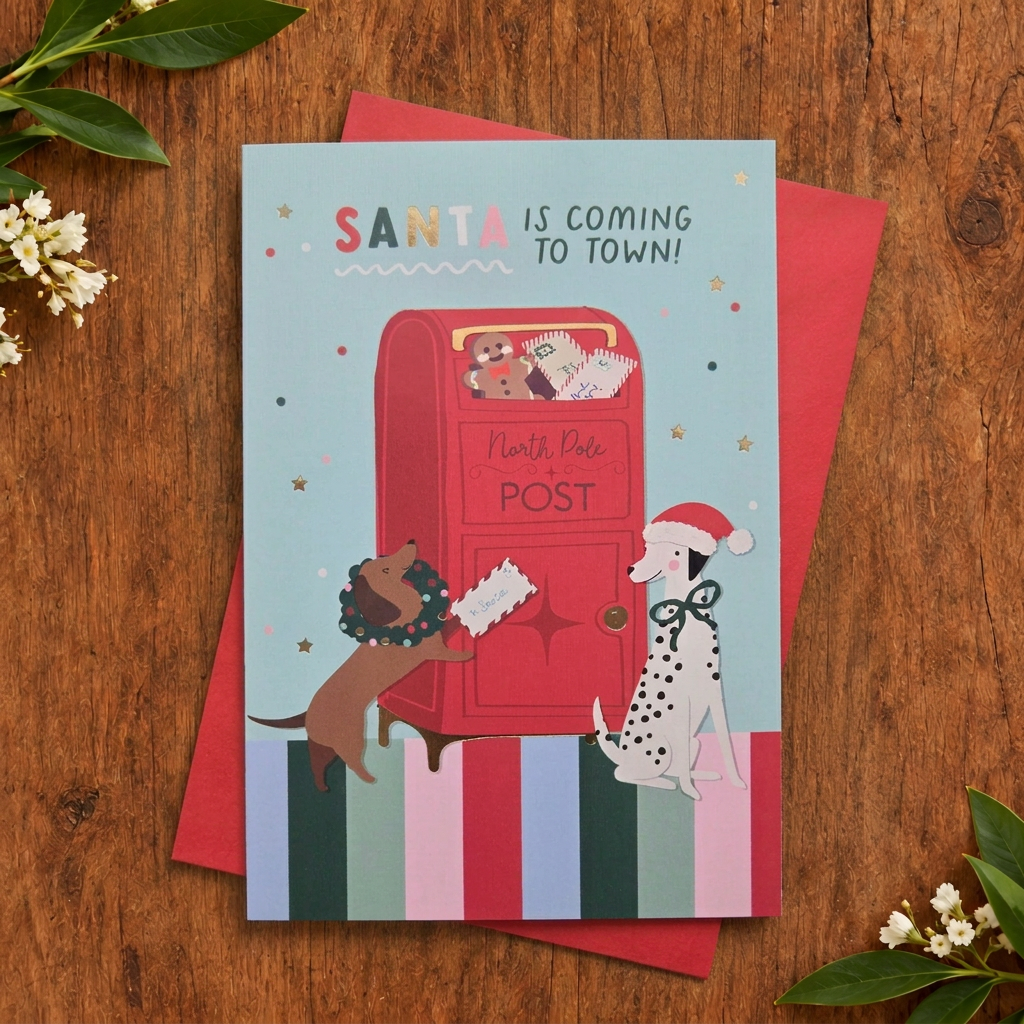Santa Is Coming to Town Christmas Card