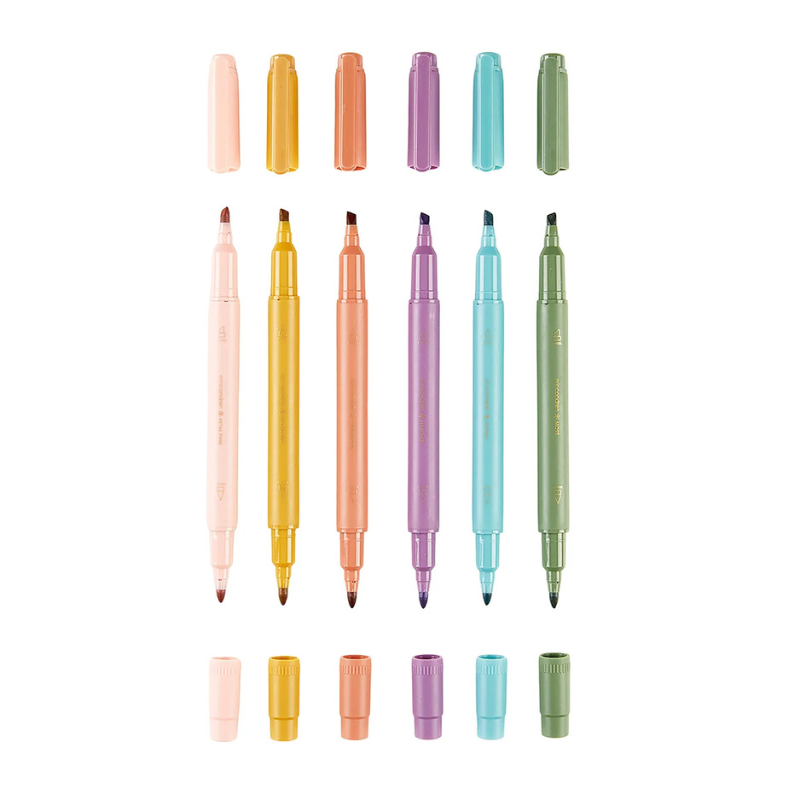 Bold Blooms Dual-Tip Highlighters 6-Pack