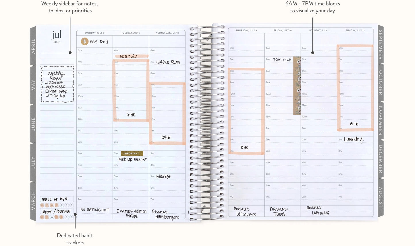 **SPECIAL ORDER** Bouquet LifePlanner™ [Minimal Hourly Interior] - Jul '25 to Jun '26