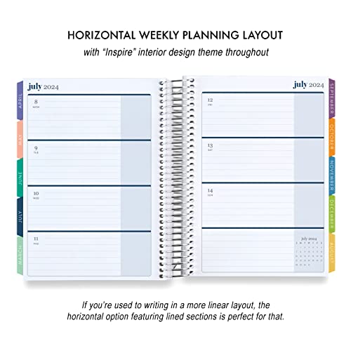 A5 Lifeplanner - Watercolor Stripes, Horizontal Layout - Jan '24 to Dec '24