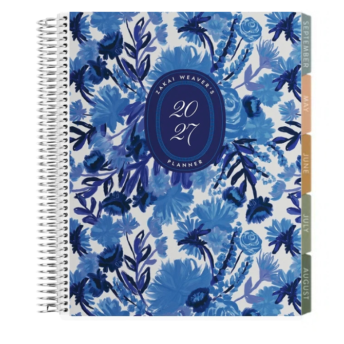 **SPECIAL ORDER** Toile Indigo Blooms Horizontal Teacher Lesson Planner - Jan '27 to Dec '27
