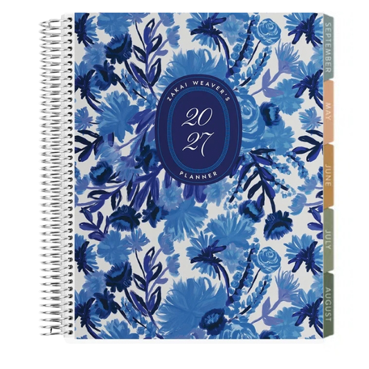 **SPECIAL ORDER** Toile Indigo Blooms Horizontal Teacher Lesson Planner - Jan '27 to Dec '27