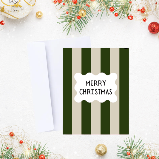 Modern Merry Christmas Striped Christmas Card