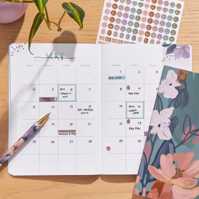 Undated Monthly Petite Planner - Bold Blooms