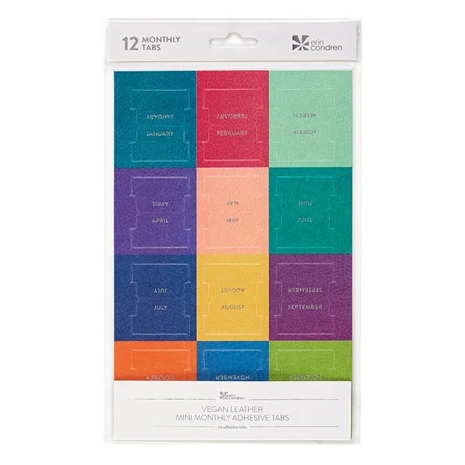 Vegan Leather Mini Monthly Adhesive Tabs - Colorful