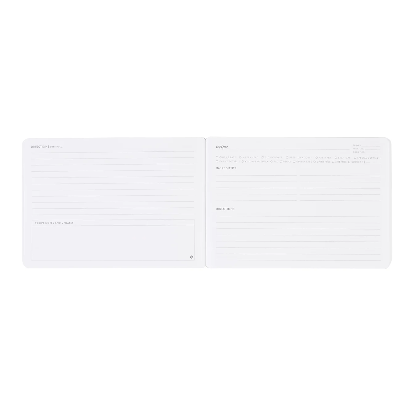 Horizontal Recipe Notebook