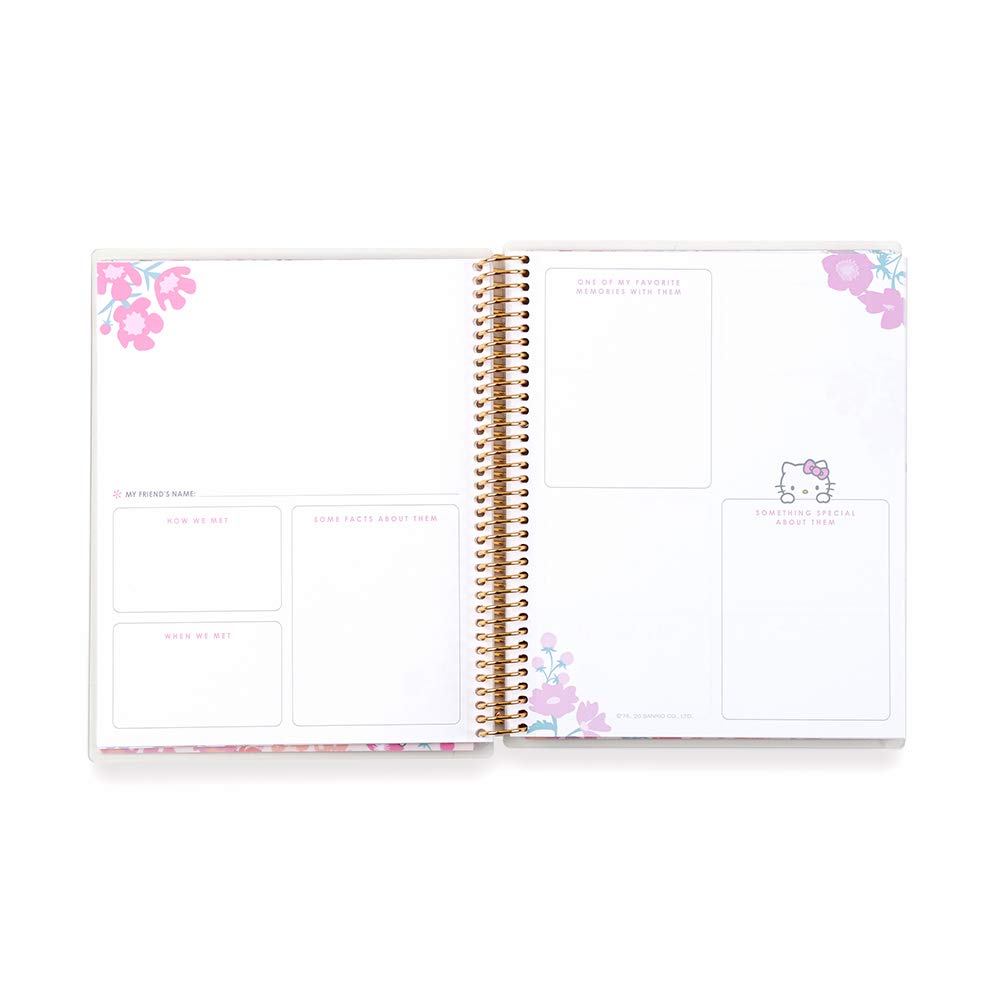 Open planner with floral design on a white background