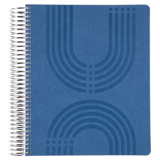 7x9 Cobalt Arch Coiled Lined Vegan Leather Focused Notebook™