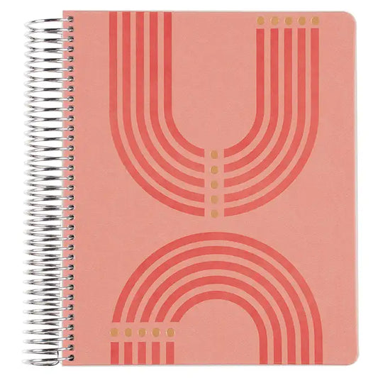 7x9 Metallic Coral Arch Coiled Lined Vegan Leather Focused Notebook™