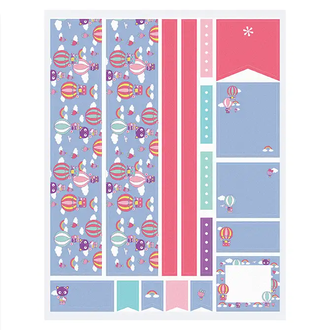 Hello Kitty and Friends Hot Air Balloons Sticker Sheet