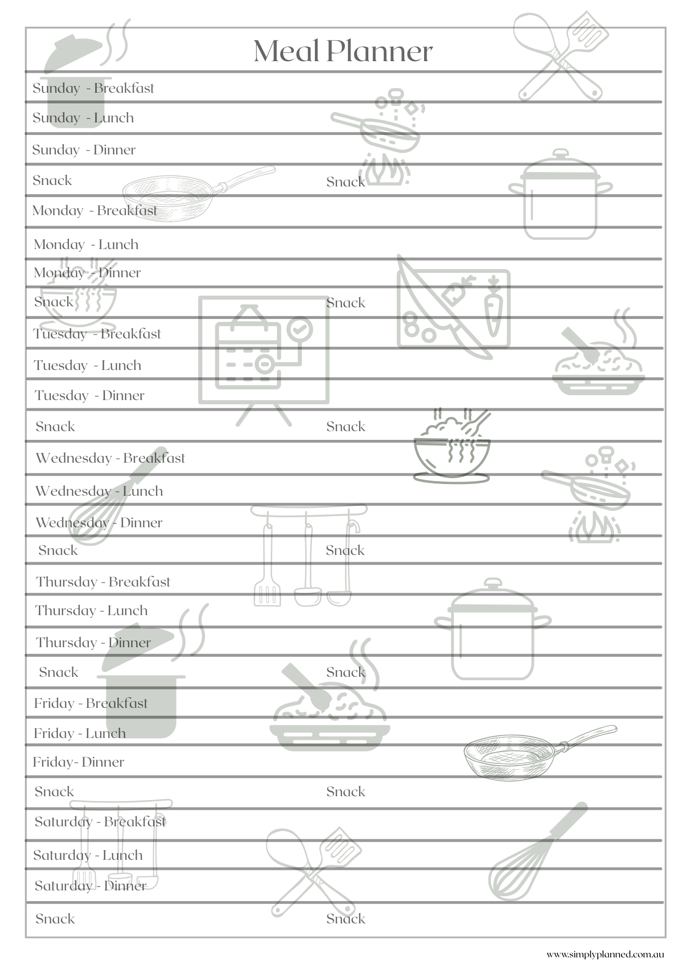 Meal Planning with Simply Planned - Downloadable Weekly Shopping List and Meal Planner