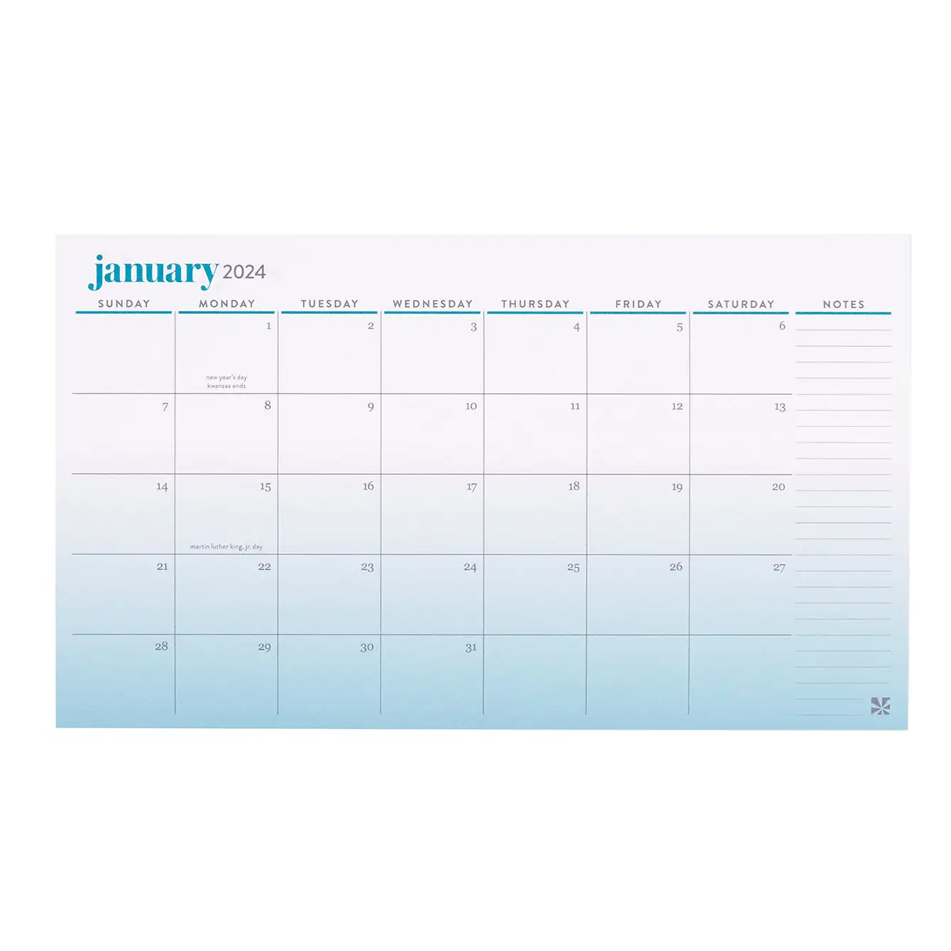 Monthly Calendar Sticky Notes 2024