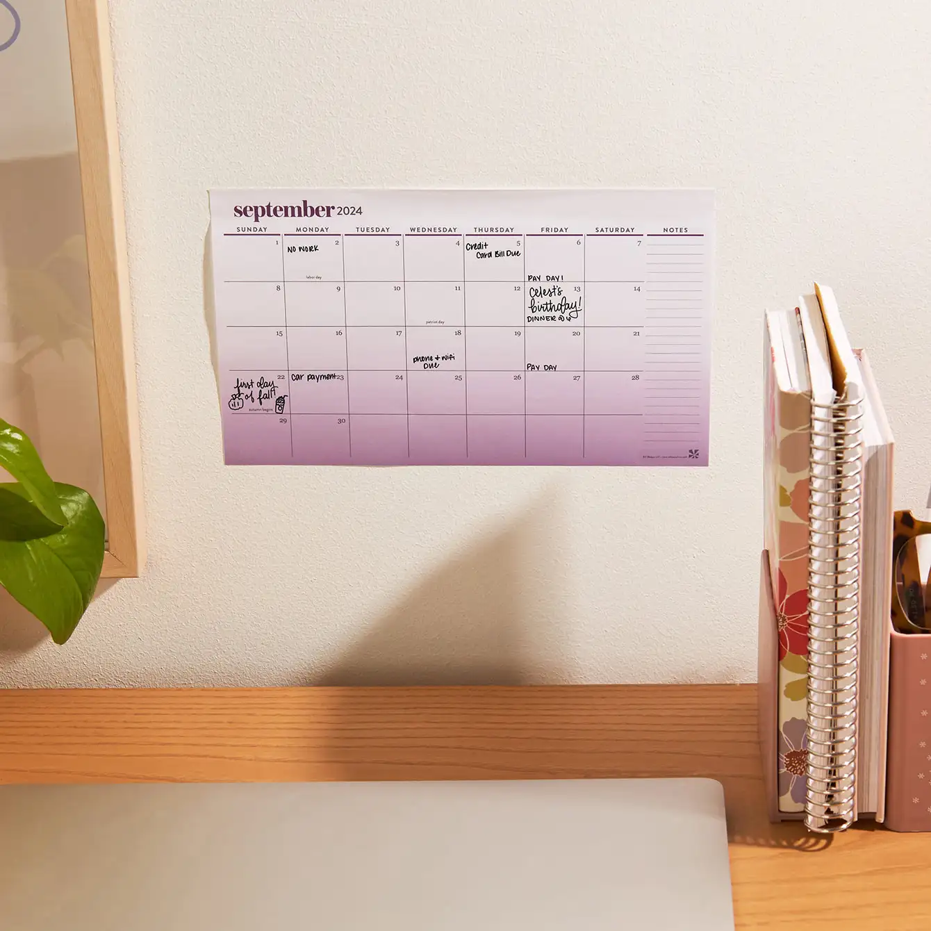 Monthly Calendar Sticky Notes 2024