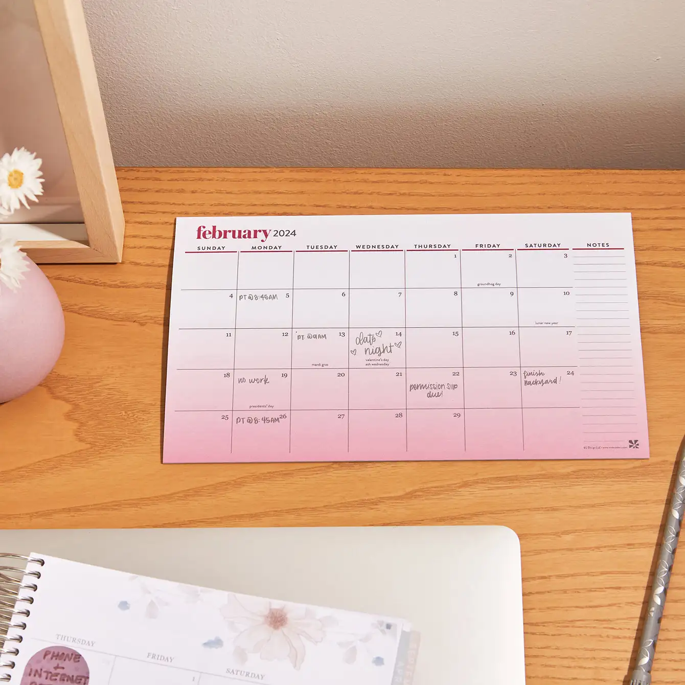 Monthly Calendar Sticky Notes 2024