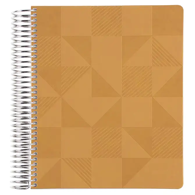 7x9 Mustard Mosaic Coiled Lined Vegan Leather Focused Notebook™