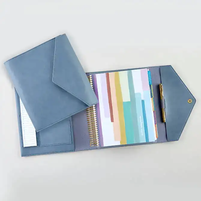 Slate Blue Vegan Leather Folio