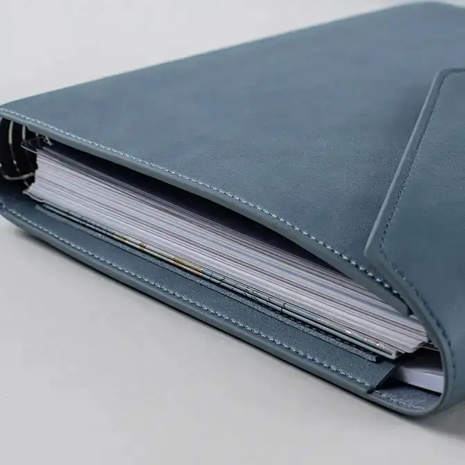 Slate Blue Vegan Leather Folio