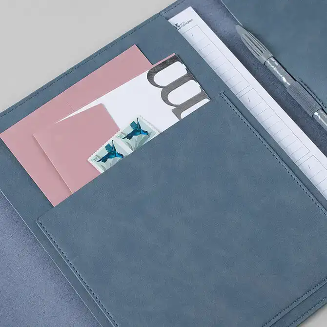 Slate Blue Vegan Leather Folio