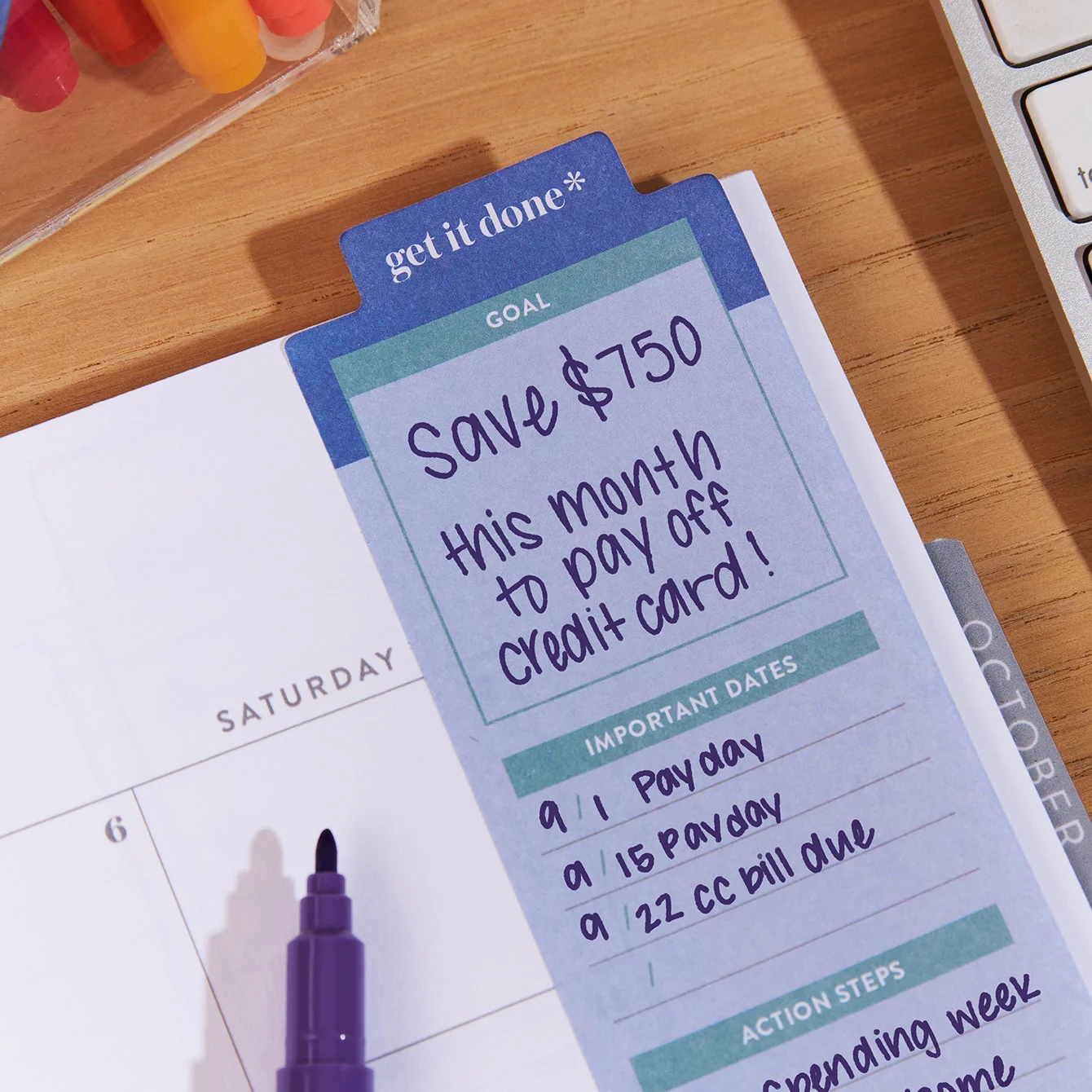 Goal Setting Bookmark Sticky Notes