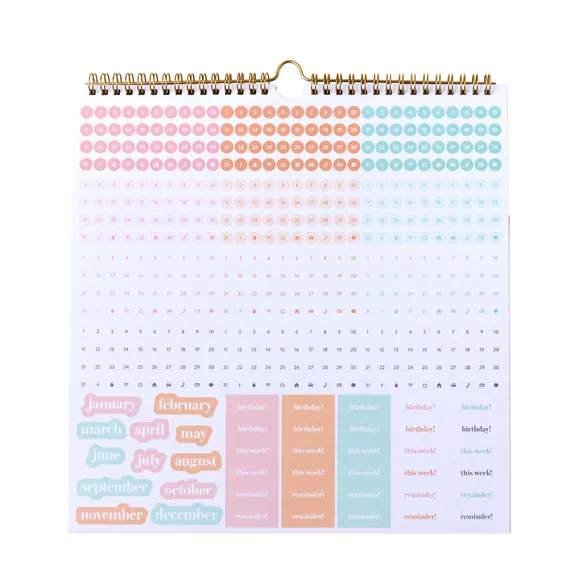 Undated Monthly File Folders Calendar