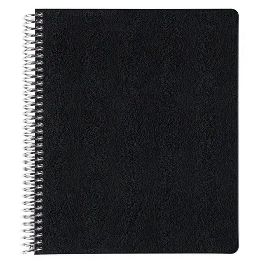 7x9 Black Coiled Lined Vegan Leather Focused Notebook™