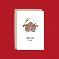 Baking Spirits Bright Gingerbread House Christmas Card
