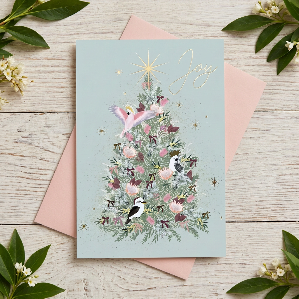 Joy Botanical Christmas Tree Card