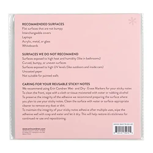 Reusable Sticky Notes - Daily To Do List - Pink