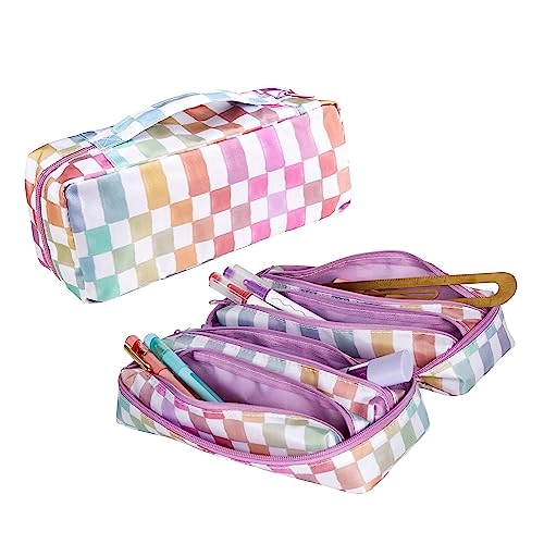 5-in-1 Zipper Pouch - Watercolor Checkered