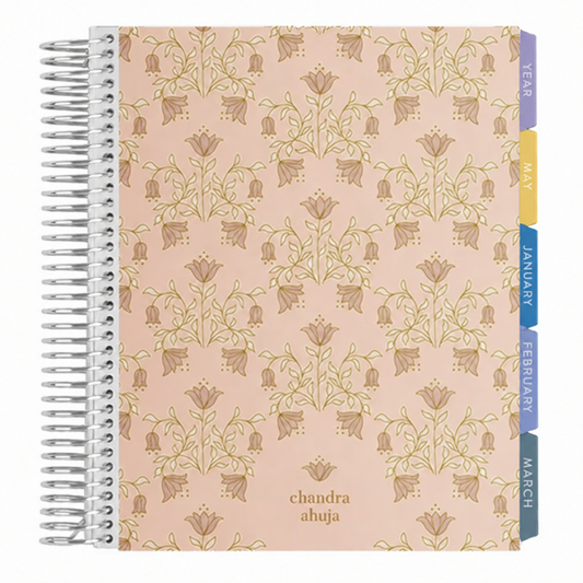 Toile Floral Motif Hourly LifePlanner™ - Platinum Coil