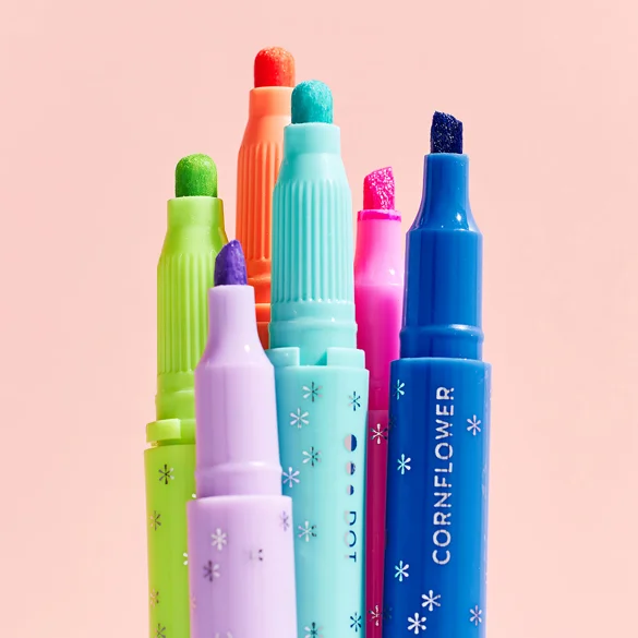 Glitter Dual-Tip Dot and Chisel Markers 6-Pack