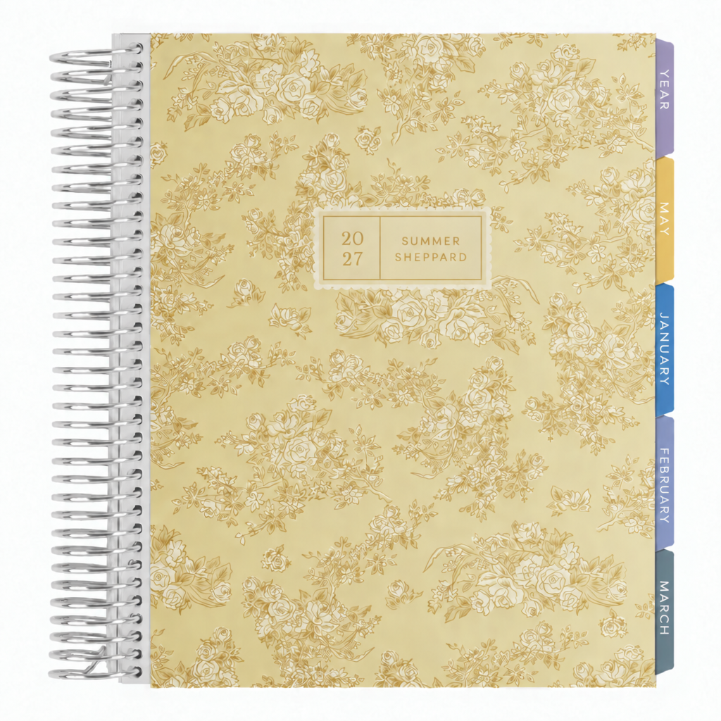 **SPECIAL ORDER** Toile Wallpaper Sand Vertical Planner - Jan '27 to Dec '27