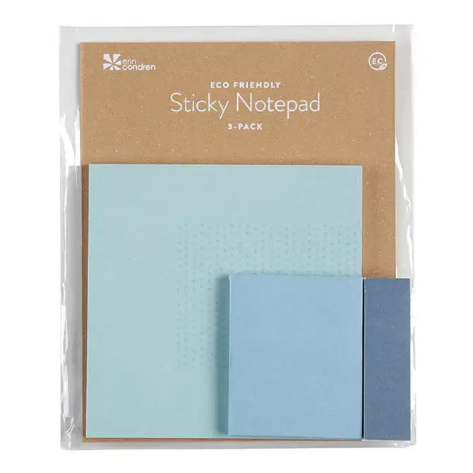 Blue and Green Eco Friendly Sticky Notepad Shapes 3-Pack