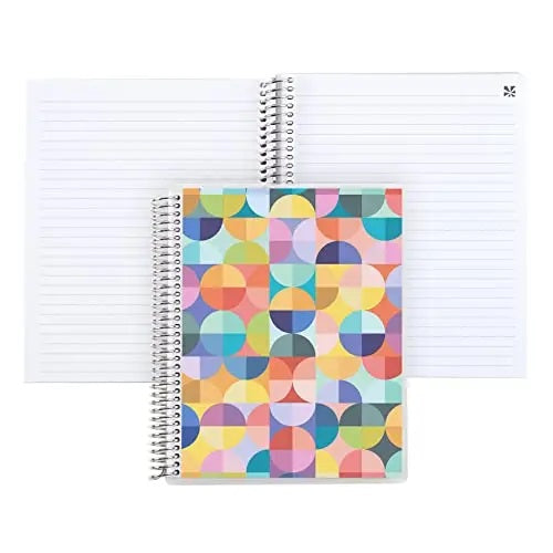 7x9 Coiled Notebook Abstract Circles - Lined