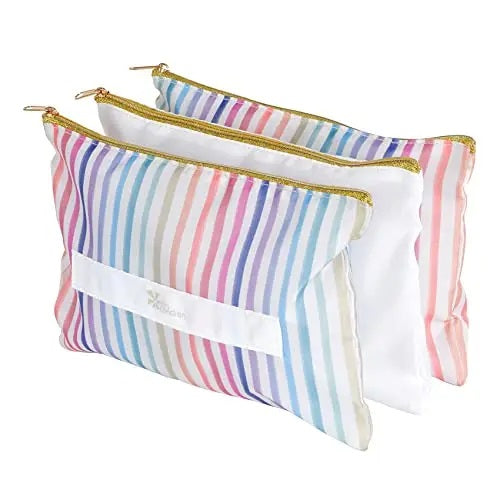 Large Accordion Zip Pouch - Watercolour Stripes